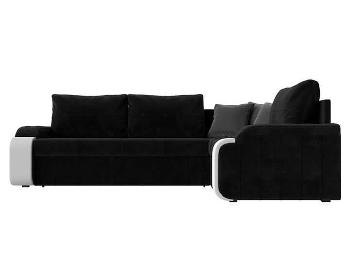 Угловой диван Николь, Черный/Белый/Серый (велюр/экокожа) в Челябинске - изображение 1