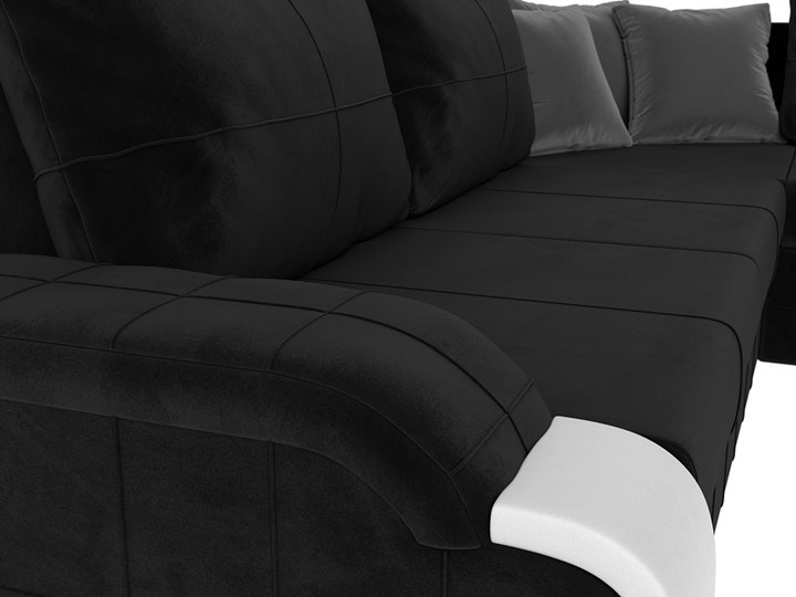 Угловой диван Николь, Черный/Белый/Серый (велюр/экокожа) в Челябинске - изображение 3