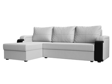 Угловой раскладной диван Николь лайт, Белый/Черный (экокожа) в Миассе
