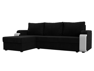 Угловой раскладной диван Николь лайт, Черный/Белый (микровельвет/экокожа) в Миассе