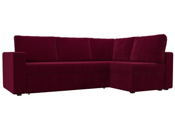 Угловой раскладной диван Оливер, Бордовый (микровельвет) в Магнитогорске