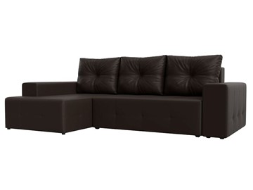 Угловой диван с оттоманкой Перри, Коричневый (Экокожа) в Миассе