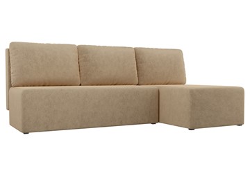 Угловой раскладной диван Поло, Бежевый (микровельвет) в Миассе