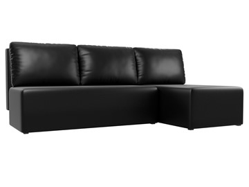 Угловой диван с оттоманкой Поло, Черный (экокожа) в Копейске
