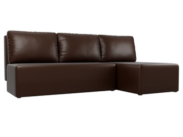 Угловой диван с оттоманкой Поло, Коричневый (экокожа) в Копейске