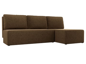 Угловой диван с оттоманкой Поло, Коричневый (микровельвет) в Копейске