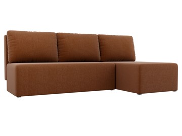 Угловой диван с оттоманкой Поло, Коричневый (рогожка) в Челябинске