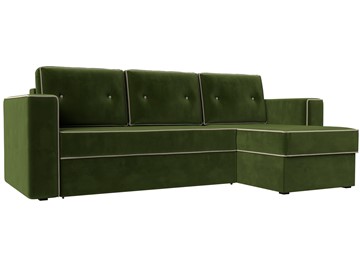 Угловой диван с оттоманкой Принстон, Зеленый (микровельвет) в Челябинске