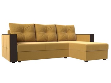Угловой раскладной диван Валенсия Лайт, Желтый (Микровельвет) в Копейске