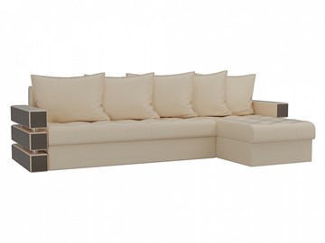 Угловой диван с оттоманкой Венеция, Бежевый (экокожа) в Миассе