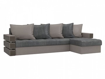 Угловой раскладной диван Венеция, Серый/Бежевый (рогожка) в Миассе