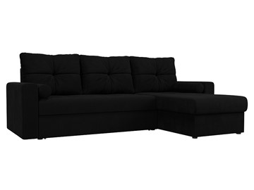 Угловой диван с оттоманкой Верона, Черный (микровельвет) в Миассе