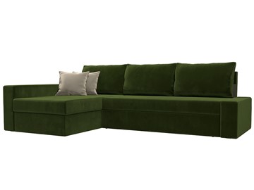 Угловой раскладной диван Версаль, Зеленый/Бежевый (микровельвет) в Златоусте