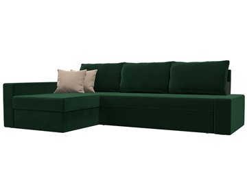 Угловой раскладной диван Версаль, Зеленый/Бежевый (велюр) в Миассе
