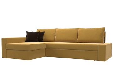 Угловой диван для гостиной Версаль, Желтый/Коричневый (микровельвет) в Миассе - предосмотр