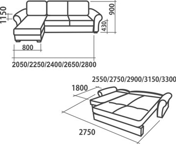 Угловой диван Аккордеон-1, 330 (круглые подлокотники) с коробом, НПБ в Челябинске - предосмотр 1