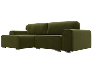 Угловой раскладной диван Лига-029, Зеленый (Микровельвет) в Копейске