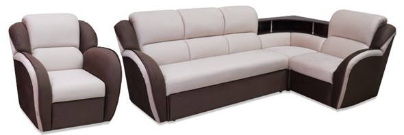Угловой диван Соня-14 с полкой и креслом в Миассе - изображение