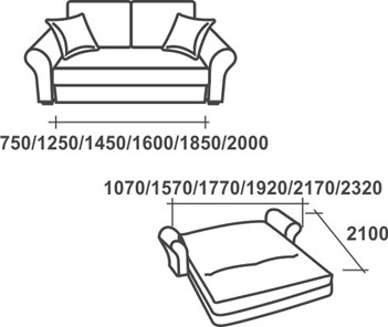 Прямой диван Аккордеон-1, 180 (прямые подлокотники), пруж. Змейка в Челябинске - предосмотр 2