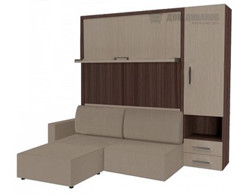 Шкаф-кровать трансформер Кровать-трансформер Smart (ШП+КД 1600+Пуф), шкаф правый, левый подлокотник в Копейске