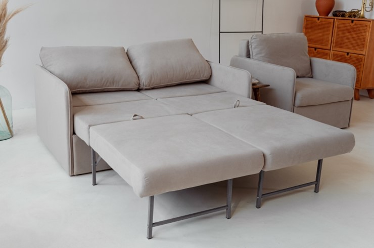 Набор мебели Амира бежевый диван + кресло в Миассе - изображение 3
