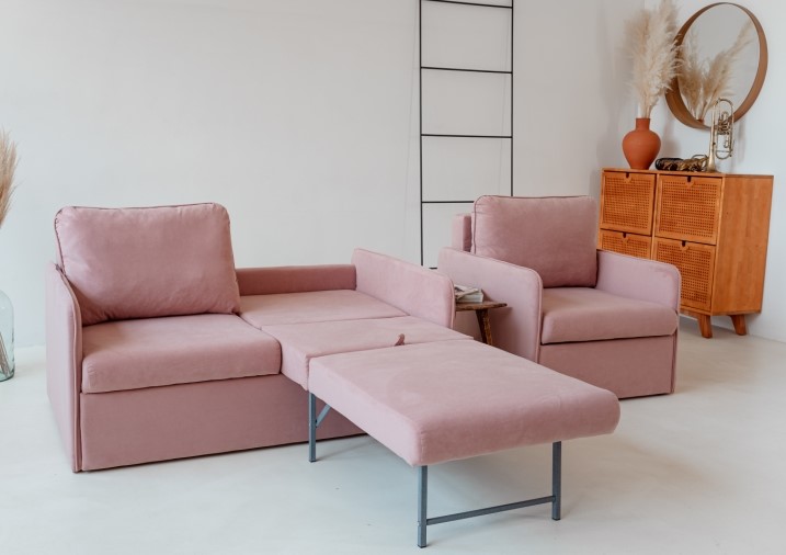 Набор мебели Амира розовый диван + кресло в Челябинске - изображение 6