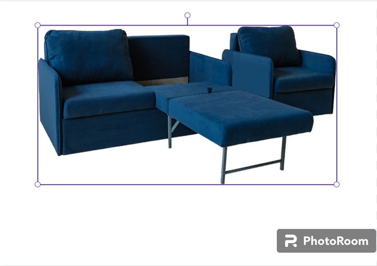 Мебельный набор Амира синий диван + кресло в Челябинске - изображение 1