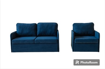 Мебельный набор Brendoss Амира синий диван + кресло в Челябинске