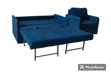 Мебельный набор Амира синий диван + кресло в Челябинске - предосмотр 4