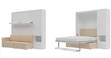 Шкаф-кровать трансформер Кровать-трансформер Smart (КД 1400+ШП), шкаф правый, левый подлокотник в Челябинске