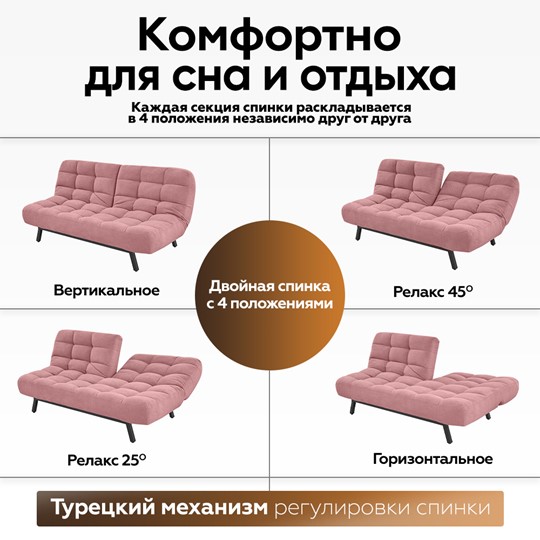 Прямой диван Абри, опора металл. велюр розовый в Челябинске - изображение 17