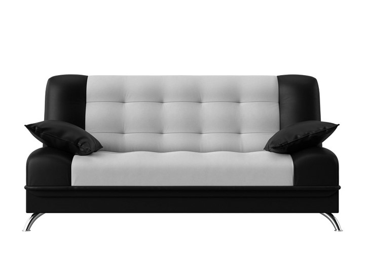 Прямой диван Анна, Белый/Черный (экокожа) в Челябинске - изображение 1