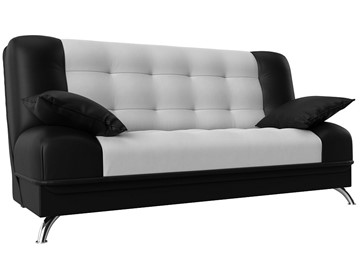 Прямой диван Анна, Белый/Черный (экокожа) в Копейске