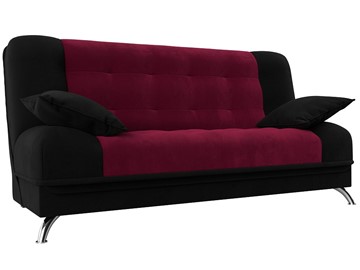Прямой диван Анна, Бордовый/Черный (микровельвет) в Магнитогорске