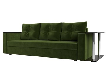 Прямой диван Атланта лайт со столом, Зеленый (микровельвет) в Челябинске - предосмотр
