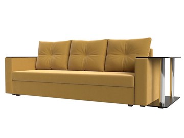 Прямой диван Атланта лайт со столом, Желтый (микровельвет) в Челябинске - предосмотр