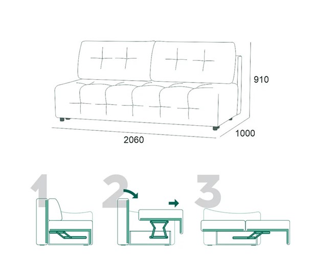 Прямой диван Бруно БД в Миассе - изображение 5