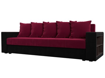 Прямой диван Дубай Лайт, Бордовый/Черный (Микровельвет) в Миассе