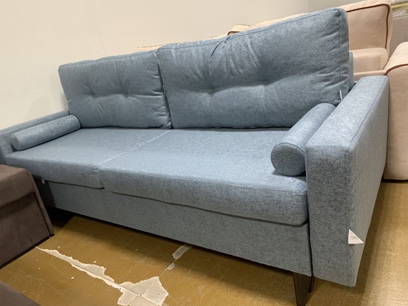 Прямой диван Фидэль 2Soil 13 серо голубая рогожка в Копейске - изображение