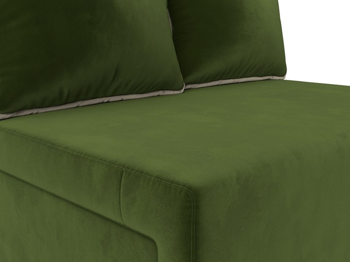 Диван прямой раскладной Лагуна, Зеленый/Бежевый (Микровельвет) в Миассе - изображение 6