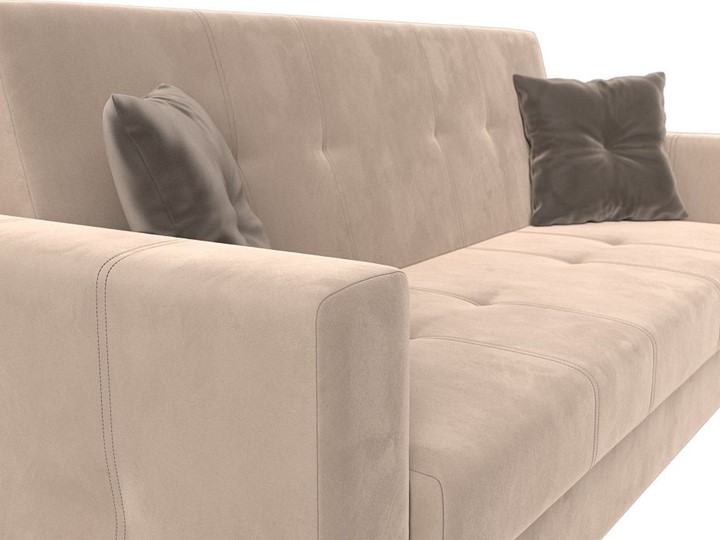 Прямой диван Лига-016, Бежевый\Коричневый (велюр) в Копейске - изображение 5