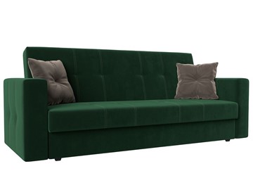 Прямой диван Лига-016, Зеленый\Коричневый (велюр) в Миассе