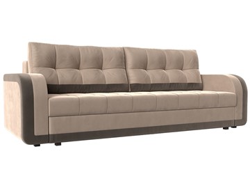 Прямой диван Марсель, Бежевый/коричневый (велюр) в Миассе