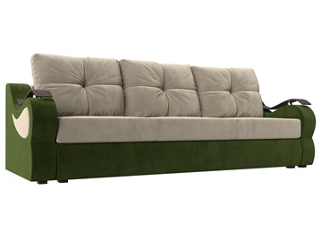 Прямой диван Меркурий еврокнижка, Бежевый/зеленый (микровельвет) в Копейске