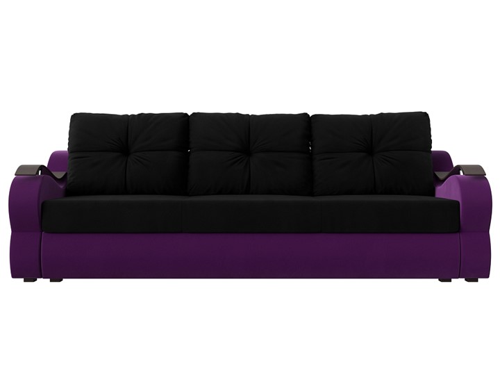 Прямой диван Меркурий еврокнижка, черный/фиолетовый (микровельвет) в Челябинске - изображение 1
