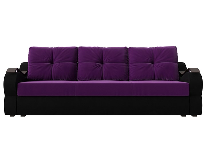 Прямой диван Меркурий еврокнижка, фиолетовый/черный (микровельвет) в Челябинске - изображение 1