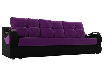 Прямой диван Меркурий еврокнижка, фиолетовый/черный (микровельвет) в Челябинске