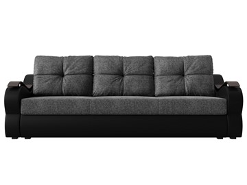Прямой диван Меркурий еврокнижка, Серый/черный (рогожка/экокожа) в Миассе - предосмотр 1