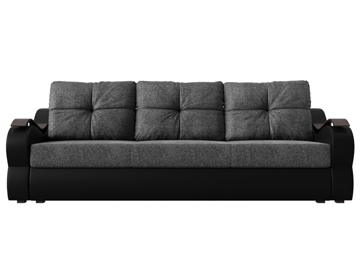 Прямой диван Меркурий еврокнижка, Серый/черный (рогожка/экокожа) в Миассе - изображение 1