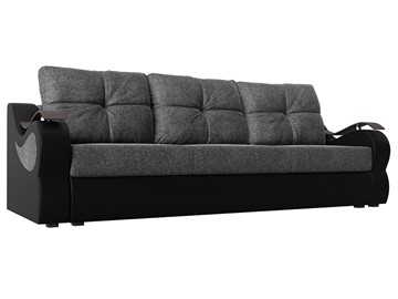 Прямой диван Меркурий еврокнижка, Серый/черный (рогожка/экокожа) в Миассе